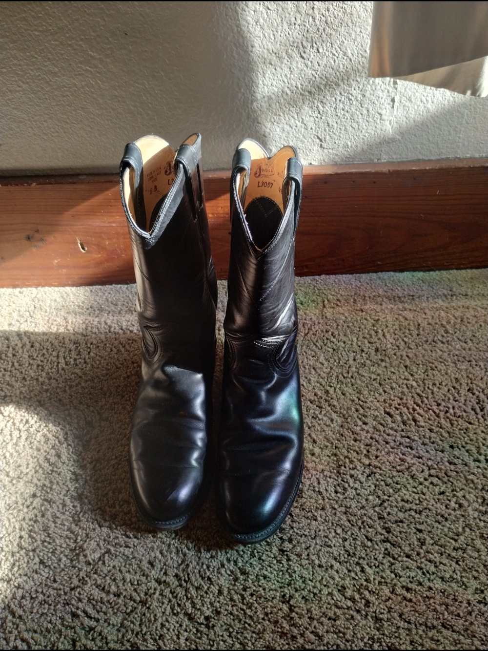 Justin Boots Classic Black Leather Western Boots Ss 5.5